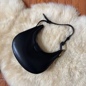 Charles & Keith Black Kora Metallic Accent Moon Bag